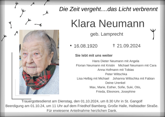 Anzeige von Klara Neumann von MGO