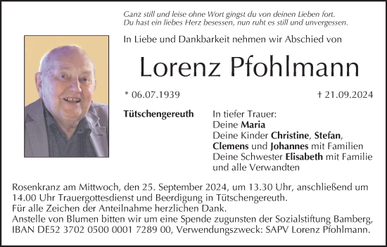 Anzeige von Lorenz Pfohlmann von MGO