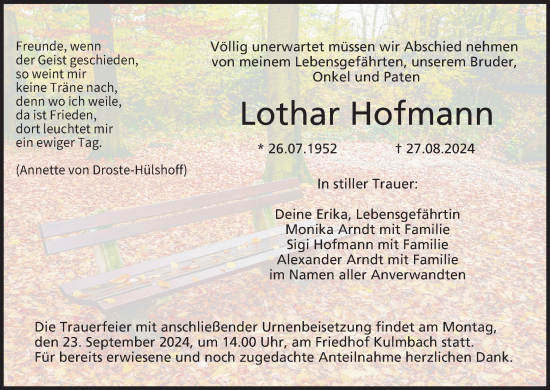 Anzeige von Lothar Hofmann von MGO