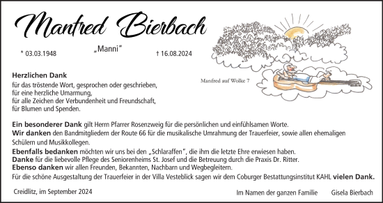 Anzeige von Manfred Bierbach von MGO