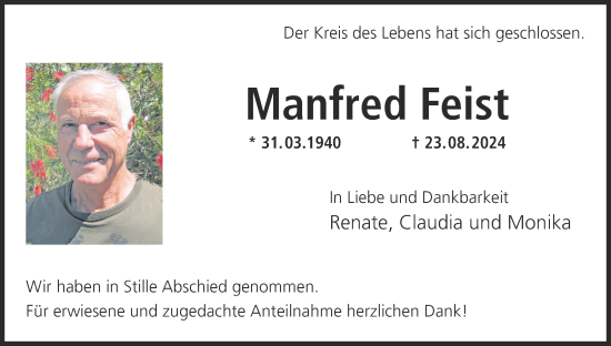 Anzeige von Manfred Feist von MGO