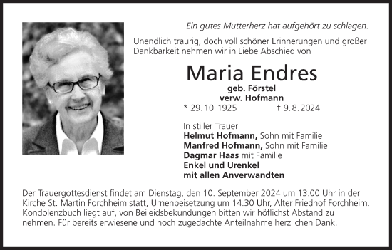 Anzeige von Maria Endres von MGO