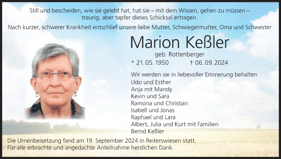 Anzeige von Marion Keßler von MGO