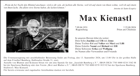 Anzeige von Max Kienastl von MGO