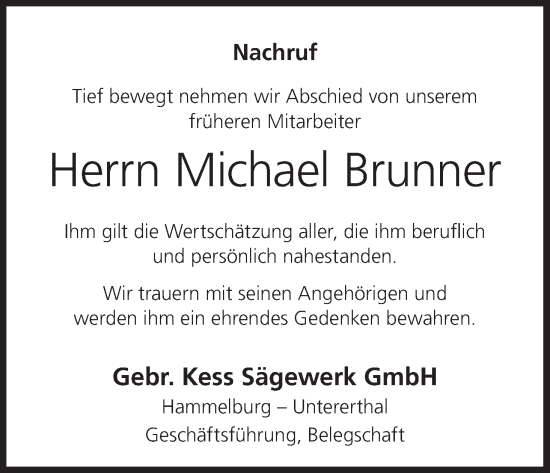 Anzeige von Michael Brunner von MGO