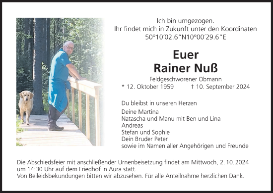 Anzeige von Rainer Nuß von MGO