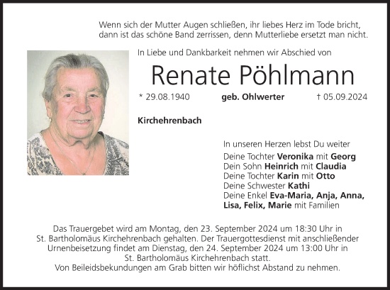Anzeige von Renate Pöhlmann von MGO