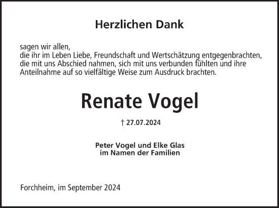 Anzeige von Renate Vogel von MGO