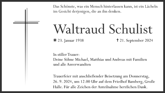 Anzeige von Waltraud Schulist von MGO