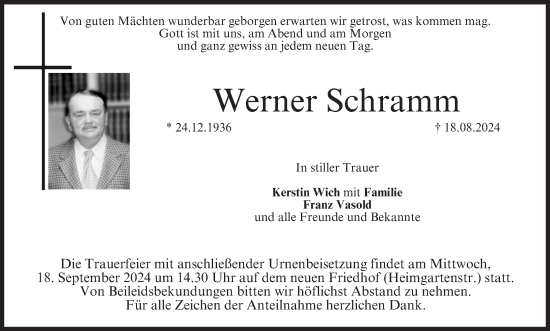 Anzeige von Werner Schramm von MGO