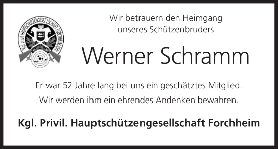 Anzeige von Werner Schramm von MGO