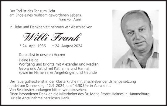 Anzeige von Willi Frank von MGO