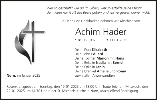 Anzeige von Achim Hader von MGO