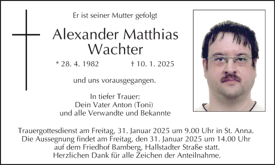 Anzeige von Alexander Matthias Wachter von MGO