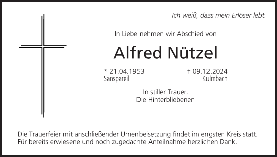 Anzeige von Alfred Nützel von MGO
