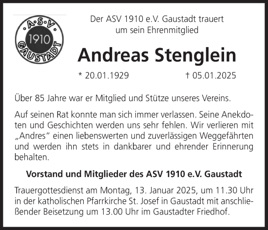 Anzeige von Andreas Stenglein von MGO