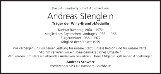 Anzeige von Andreas Stenglein von MGO