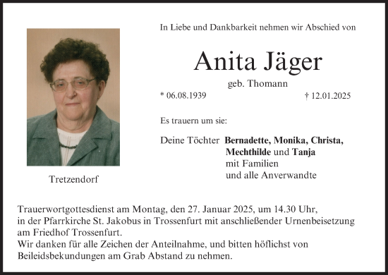 Anzeige von Anita Jäger von MGO
