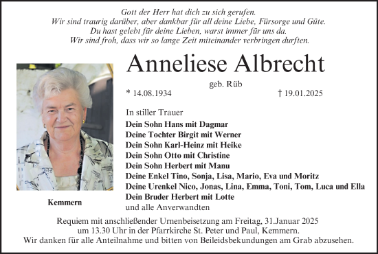 Anzeige von Anneliese Albrecht von MGO