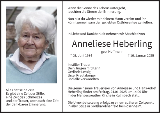 Anzeige von Anneliese Heberling von MGO