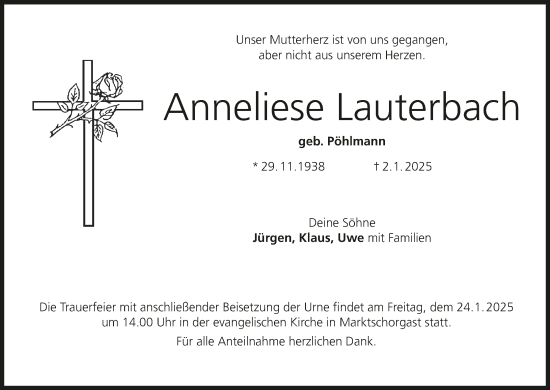Anzeige von Anneliese Lauterbach von MGO
