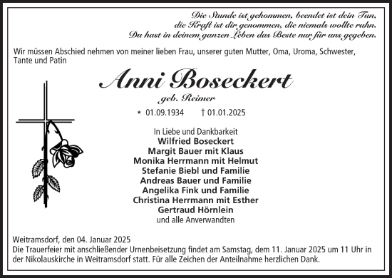 Anzeige von Anni Boseckert von MGO