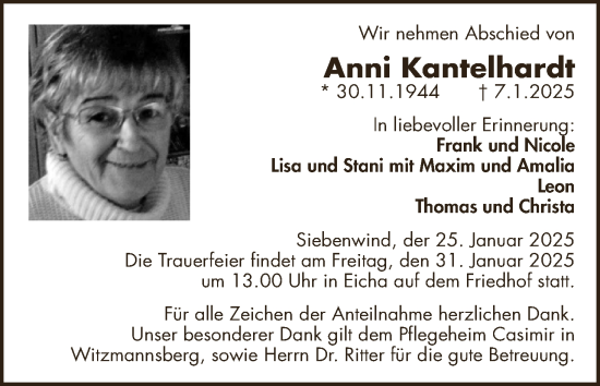 Anzeige von Anni Kantelhardt von MGO