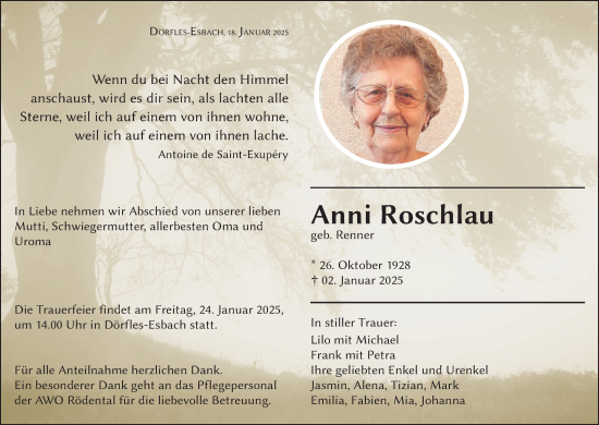 Anzeige von Anni Roschlau von MGO