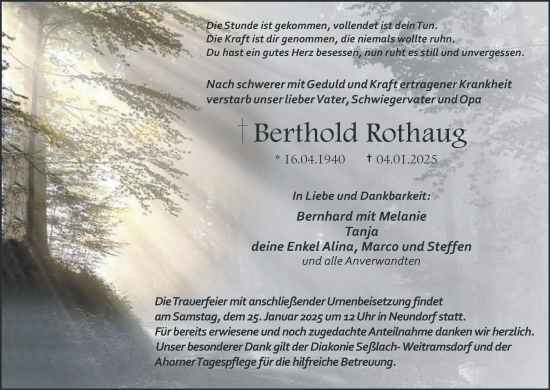 Anzeige von Berthold Rothaug von MGO