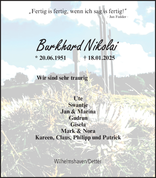 Anzeige von Burkhard Nikolai von MGO