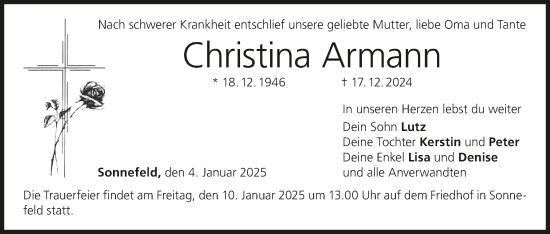Anzeige von Christina Armann von MGO