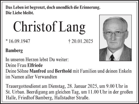 Anzeige von Christof Lang von MGO