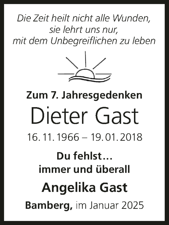 Anzeige von Dieter Gast von MGO