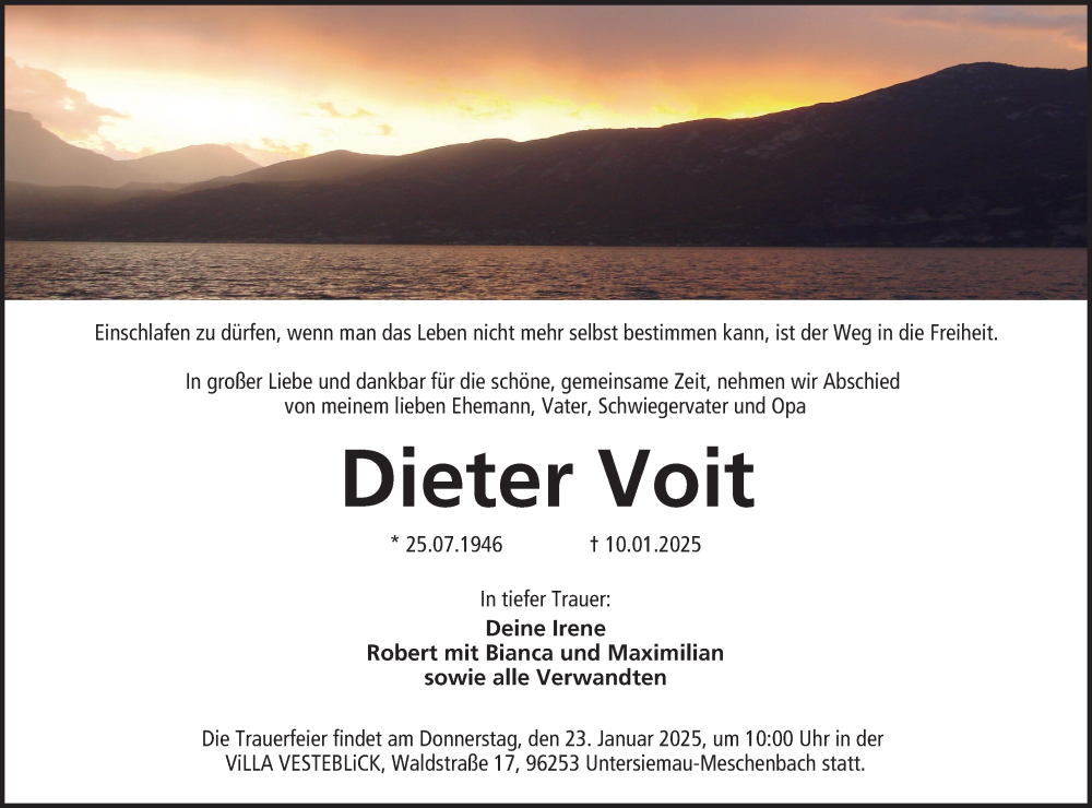  Traueranzeige für Dieter Voit Voit vom 18.01.2025 aus MGO
