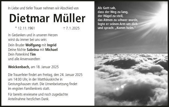 Anzeige von Dietmar Müller von MGO