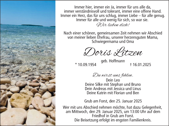 Anzeige von Doris Litzen von MGO