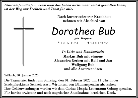 Anzeige von Dorothea Bub von MGO