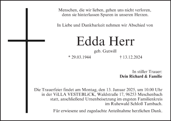 Anzeige von Edda Herr von MGO