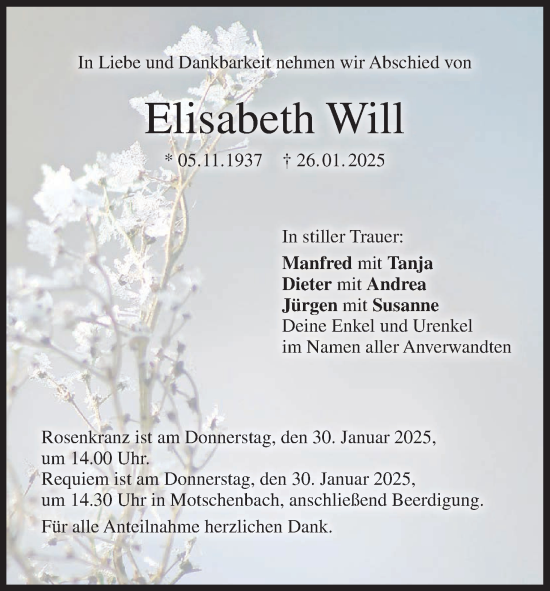 Anzeige von Elisabeth Will von MGO