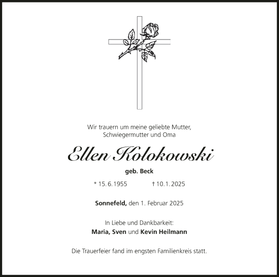 Anzeige von Ellen Kolokowski von MGO