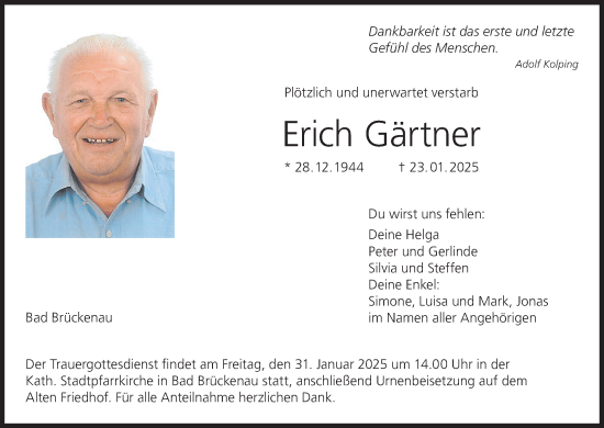 Anzeige von Erich Gärtner von MGO