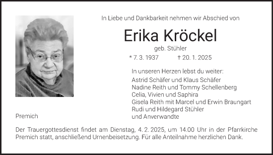 Anzeige von Erika Kröckel von MGO