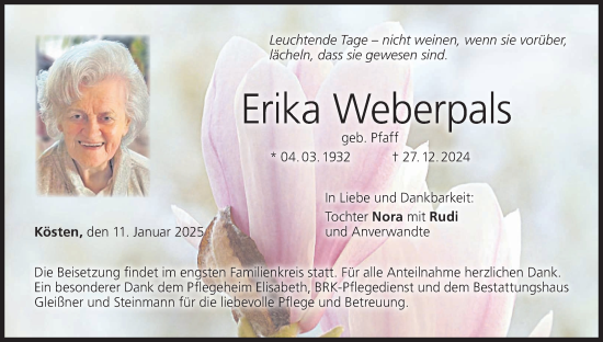 Anzeige von Erika Weberpals von MGO