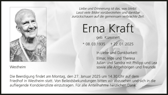 Anzeige von Erna Kraft von MGO