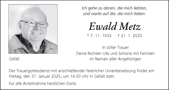 Anzeige von Ewald Metz von MGO