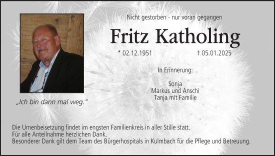 Anzeige von Fritz Katholing von MGO
