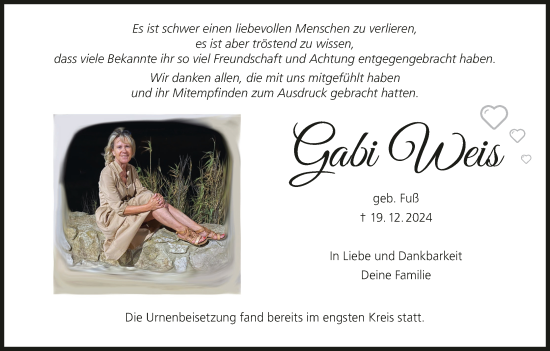 Anzeige von Gabi Weis von MGO