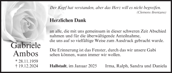 Anzeige von Gabriele Ambos von MGO