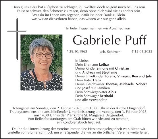 Anzeige von Gabriele Puff von MGO