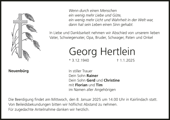 Anzeige von Georg Hertlein von MGO